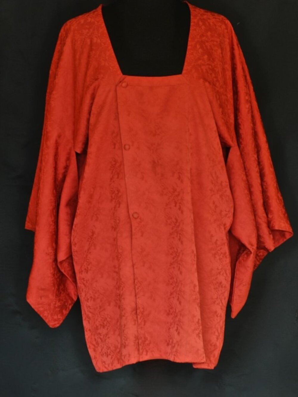 Vintage Orange Jacquard Short Japanese Kimono - No Labels